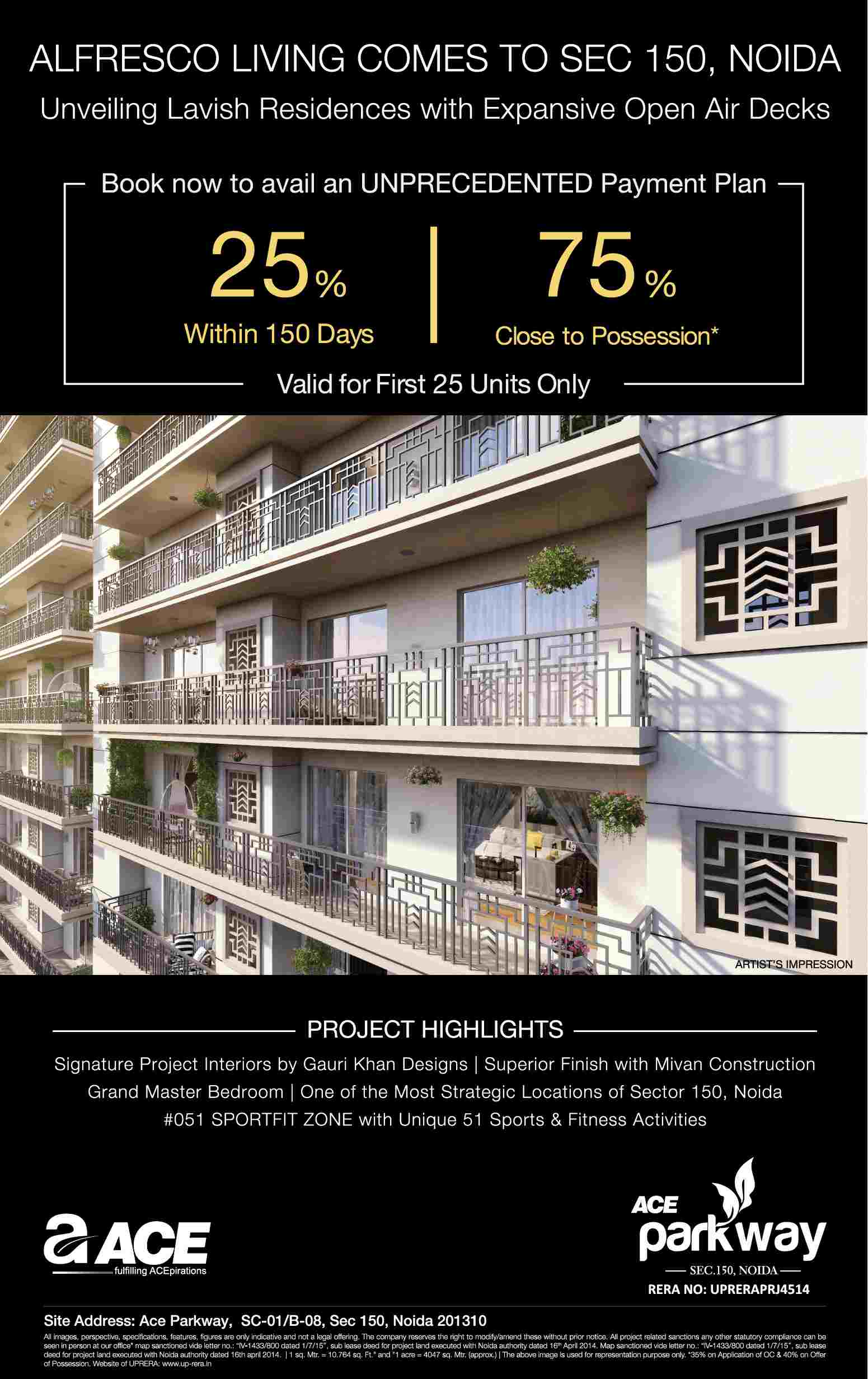 Book now & avail an unprecedented payment plan at Ace Parkway in Noida